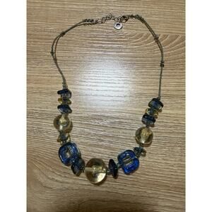 Antica Murrina Murano Sea Blue and Clear Glass Beaded Necklace